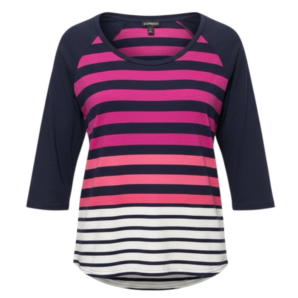 Express Raglan Shirt Womens Soft Lightweight Tee Y2K Navy Pink Size Small